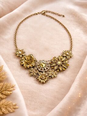 Gold Floral Statement Necklace - Women Jewelry